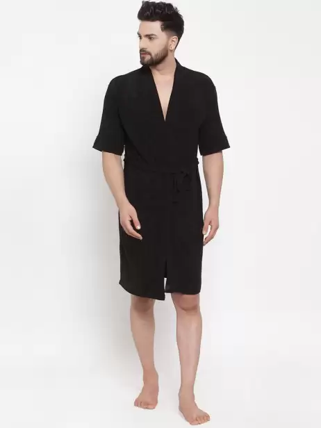 Men Solid Bath Robe - image 4