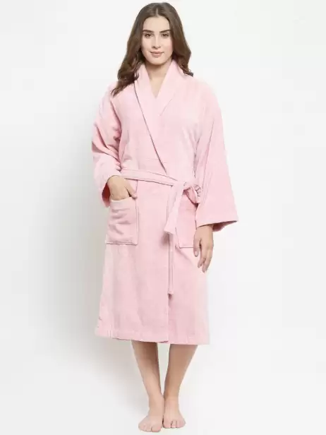 Women Solid Bath Robe - image 4