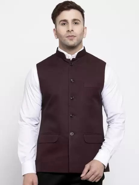 Men Solid Satin Nehru Jacket - image 4