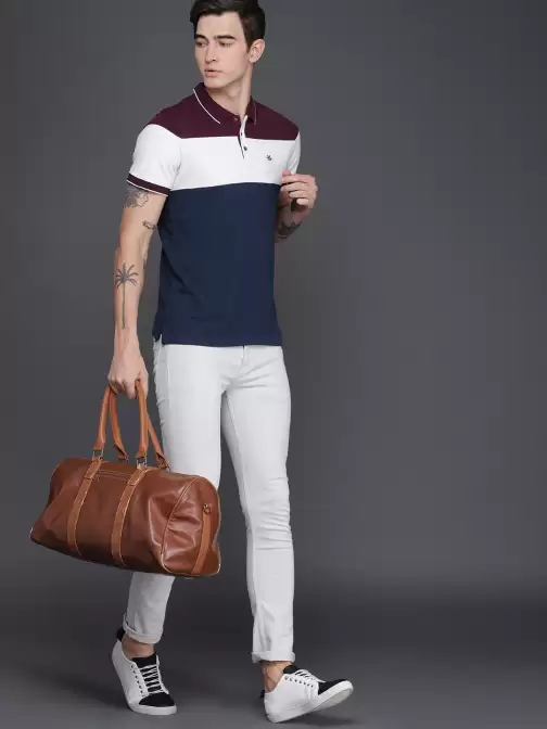 Colourblocked Polo Collar Pure Cotton T-shirt - image 5