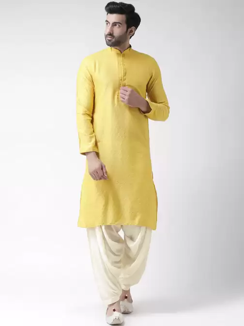 Men Self Design Kurta with Patiala - image 5