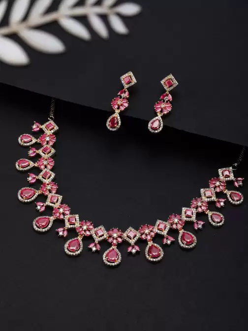 Women Gold-Plated Studded Jewellery Set - image 5