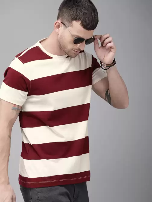 Striped Round Neck Pure Cotton T-shirt - image 5