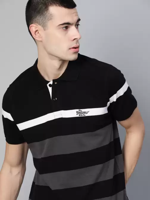 Striped Polo Collar Pure Cotton T-shirt - image 5