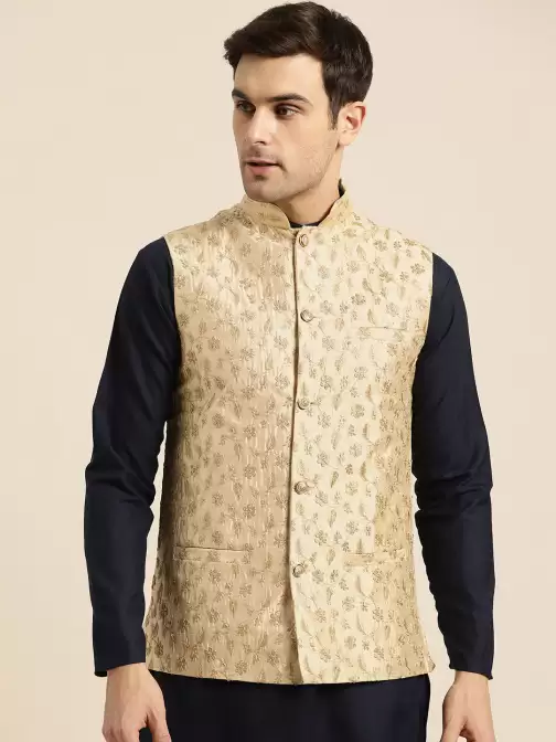 Men Embroidered Nehru Jacket - image 5