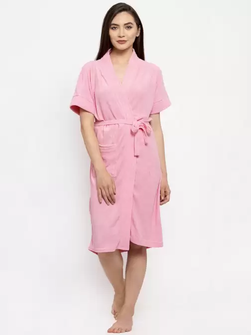Women Solid Bath Robe - image 5