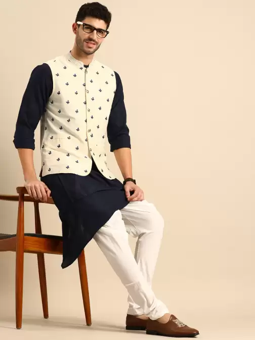 Men Embroidered Nehru Jacket - image 5