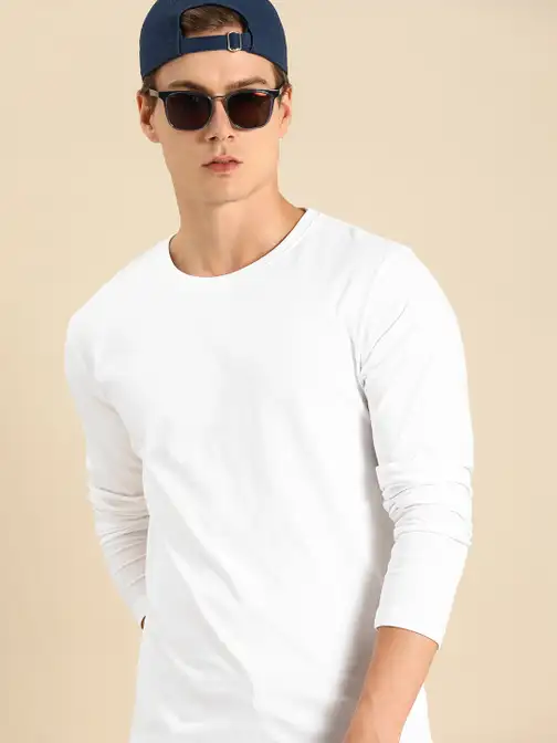 Solid Round Neck Pure Cotton T-shirt - image 5