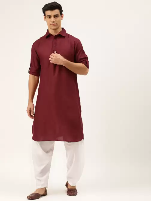 Men Cotton Pathani with Salwar - image 5