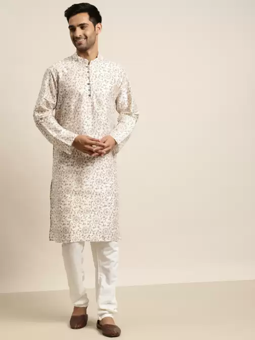 Men Silk Cotton Kurta Sets - image 5