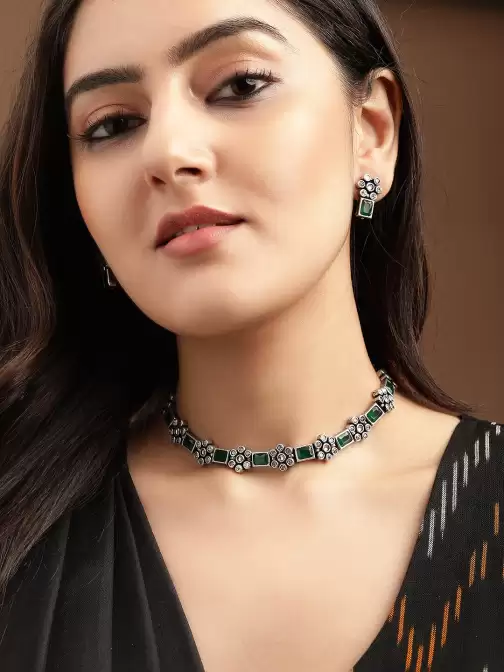 Women Oxidised Necklace Set - image 5