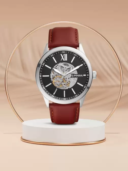 Men Leather Straps Automatic Motion Watch - image 5