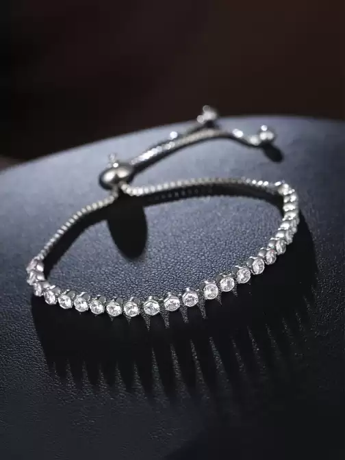Women Crystals Silver-Plated Charm Bracelet - image 5