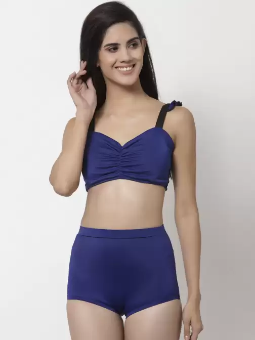 Women Solid Two Piece Tankini Swimwear - image 5