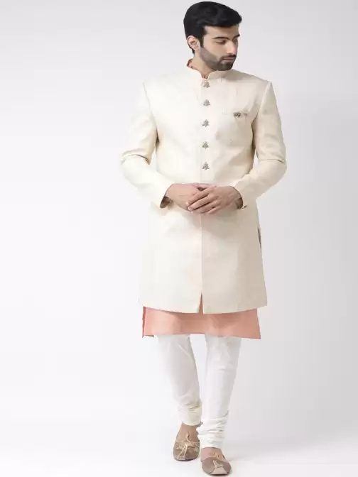 Men Solid Sherwani Set - image 5