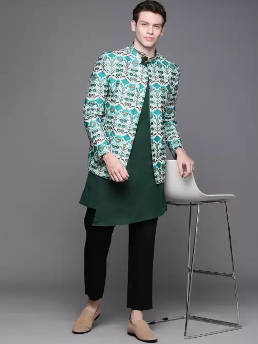 Men Printed Bandhgala Blazer - image 5