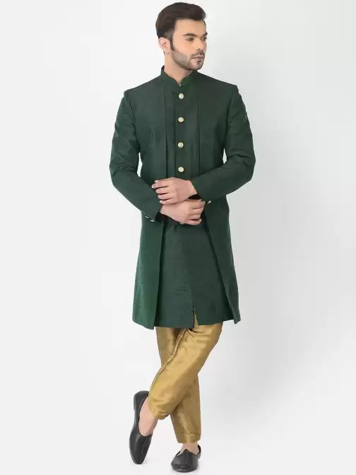 Men Solid  Sherwani Set - image 5