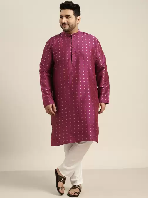 Men Plus Size Geometric Kurta - image 5