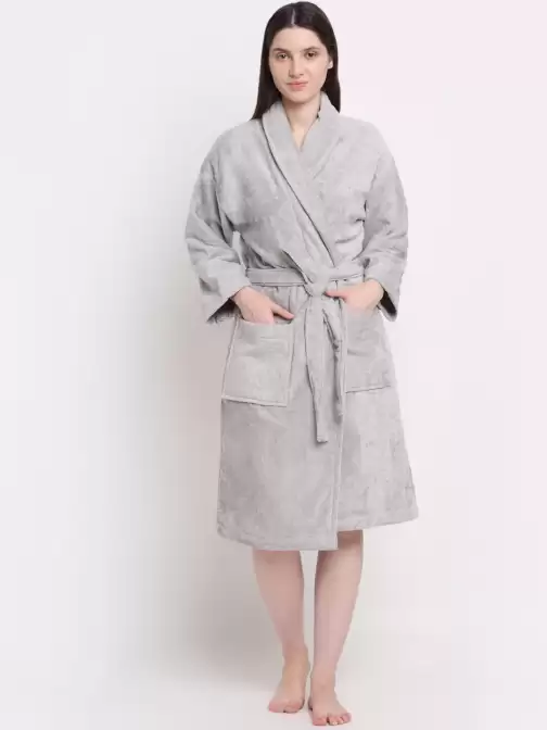 Women Solid Bath Robe - image 5
