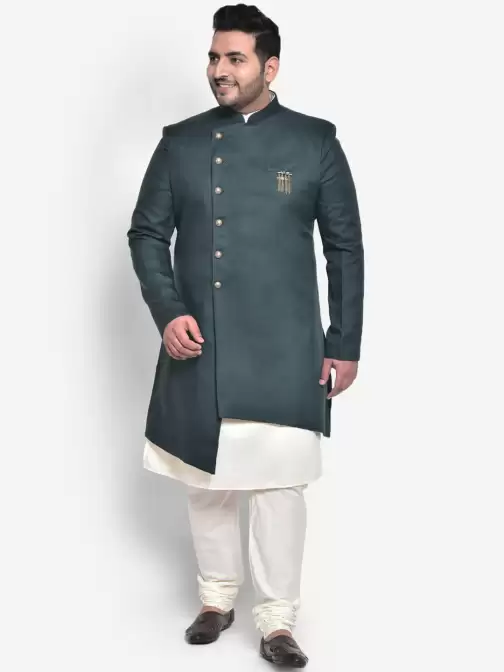 Men Solid Sherwani Set - image 5