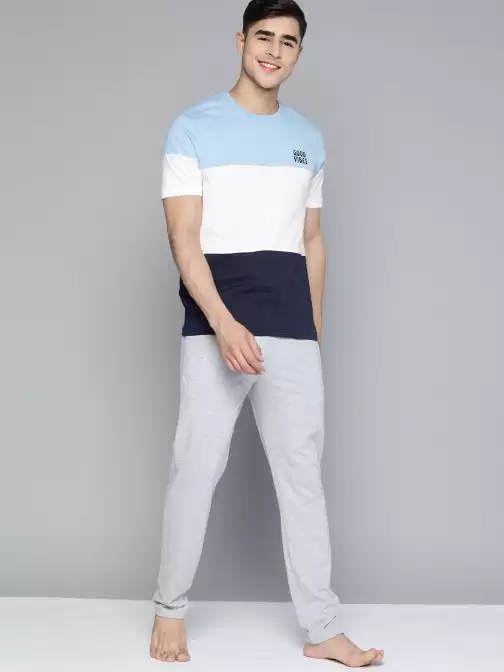 Men Colourblocked Pyjama Set - image 5