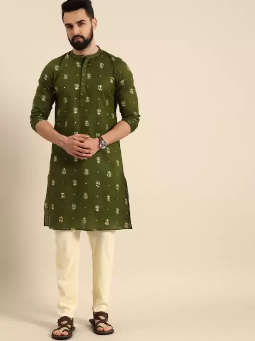 Men Printed Kurta with Trousers - image 5