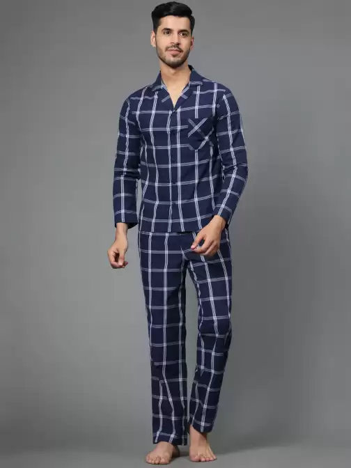 Men Checked Night suit - image 5