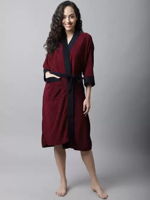 Women Solid Bath Robe - image 5