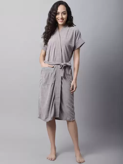 Women Solid Bath Robe - image 5