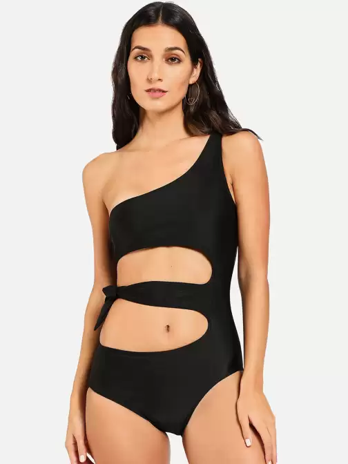 Women Solid Cut-Out Swimsuit - image 5