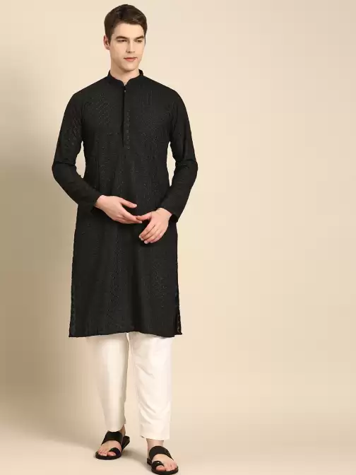 Men Ethnic Motifs Embroidered Kurta - image 5