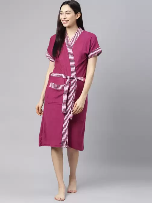 Women Cotton Patti Bath Robe - image 5