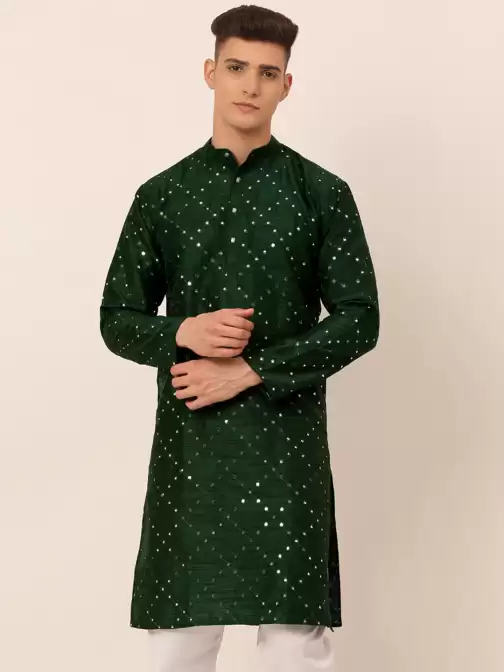 Men Embroidered Silk Kurta - image 5