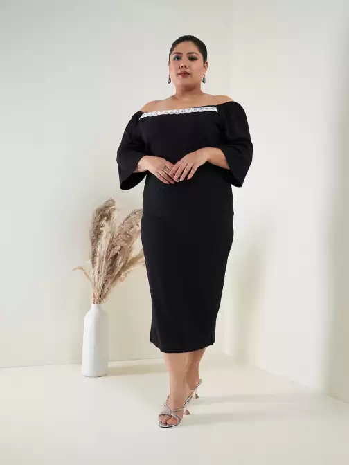 Bodycon Midi Off-Shoulder Dress - image 5