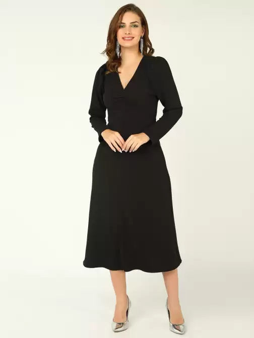 V-Neck A-Line Midi Dress - image 5