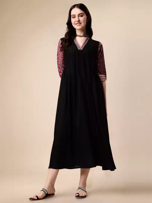 Printed A-Line Midi Dress - image 5