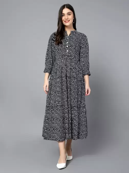Printed Tiered Midi Dress - image 5