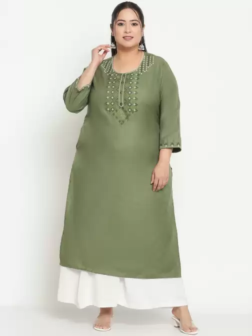 Women Geometric Embroidered Kurta - image 5