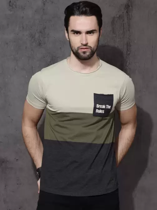 Colourblocked Raw Edge T-shirt - image 5