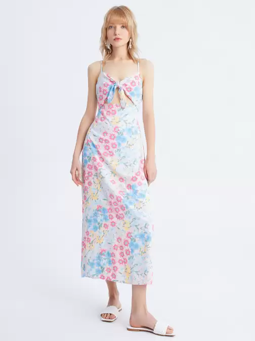 Floral Print A-Line Midi Dress - image 5
