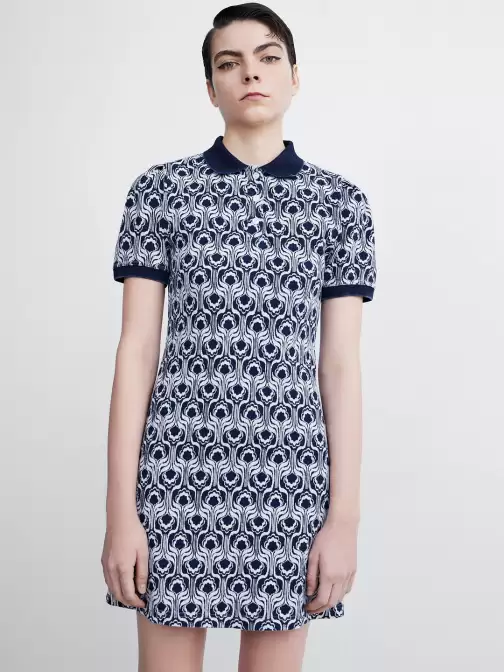 Knitted Printed Polo Dress - image 5