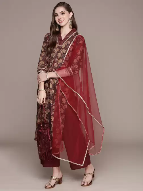 Women Printed Kurta with Palazzos With Dupatta - image 5