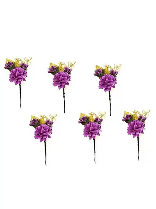 Women 6Pcs Beaded U-Pins - image 5
