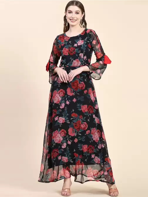 Printed A-Line Ethnic Dress - image 5
