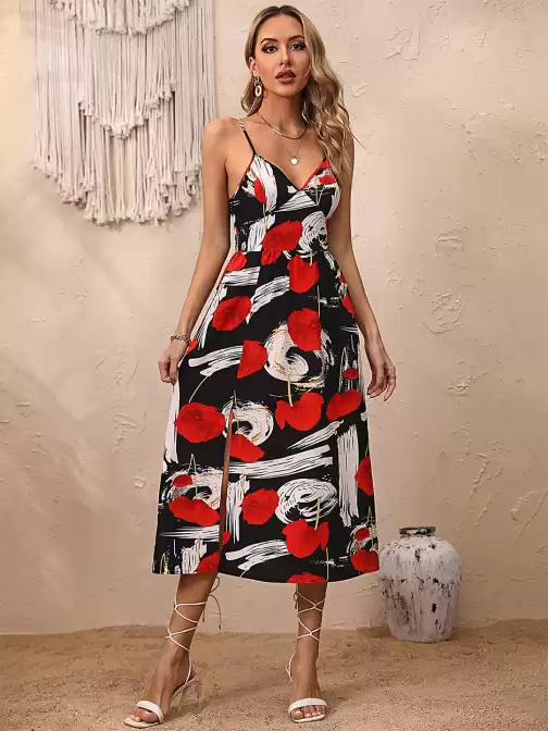 Floral Print A-Line Midi Dress - image 5