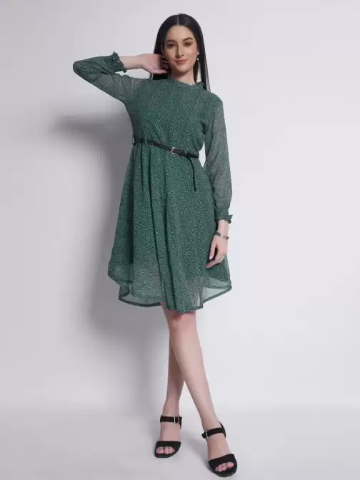 Printed Fit & Flare Dress - image 5
