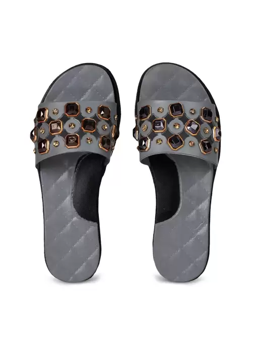 Women Embellished Sliders - image 5