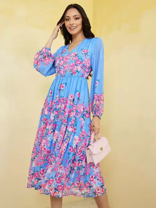 Floral Print Fit & Flare Dress - image 5