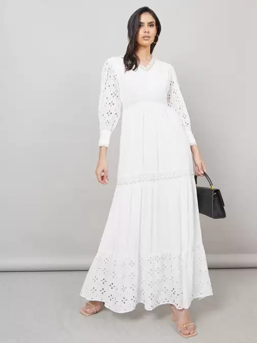 V-Neck Fit & Flare Maxi Dress - image 5