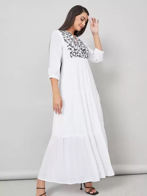 Embroidered Fit & Flare Dress - image 5